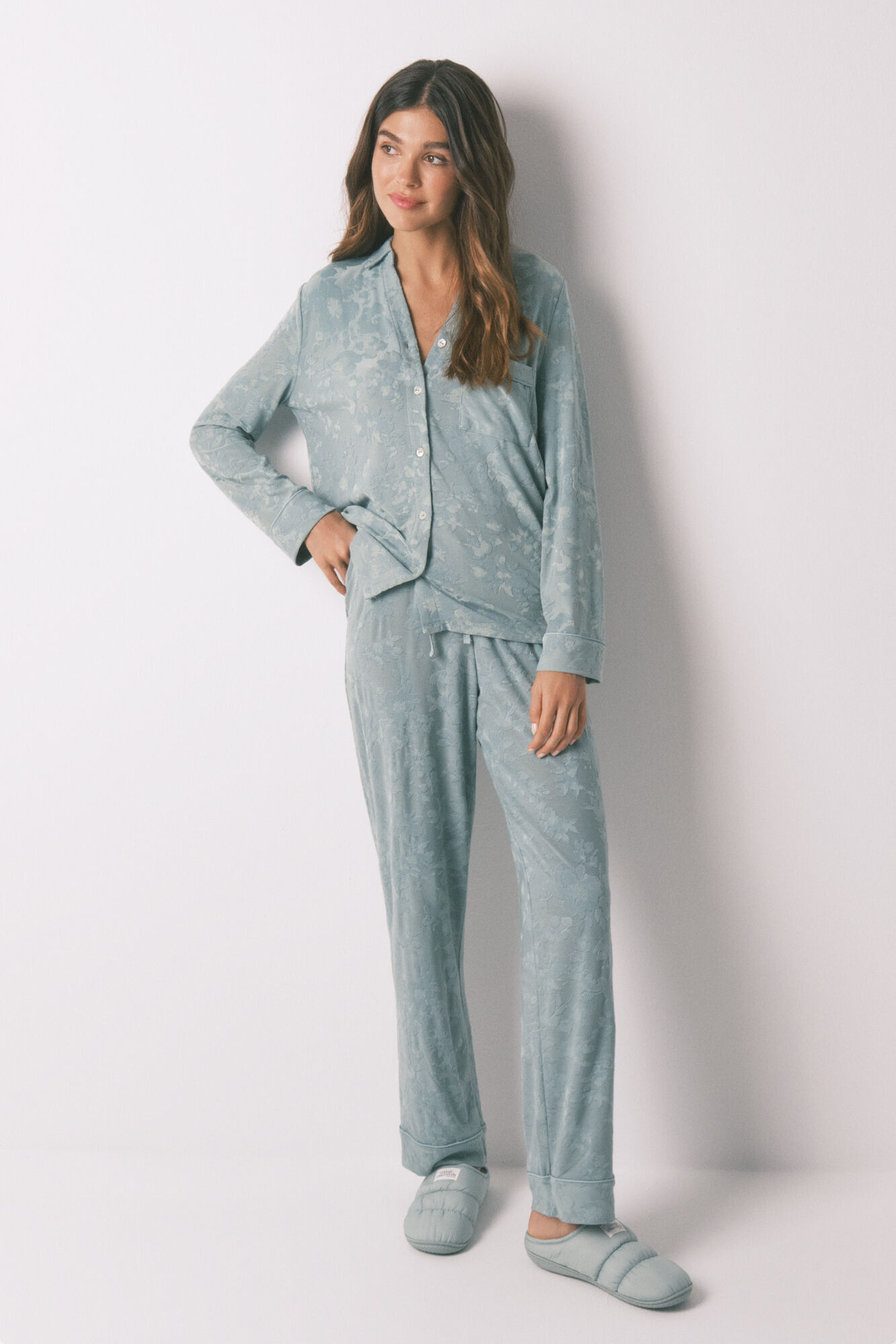 Women'secret Pyjama Long Daily Frosted Bird - Pyjama Femme Confortable Pour La Nuit