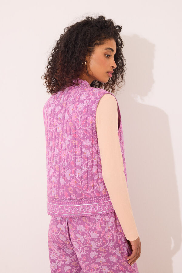 Womensecret Chaleco acolchado morado con estampado floral estampado