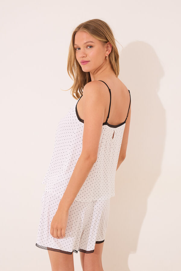 Womensecret Pijama corta de puntos blancos blanco