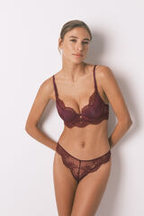 Women'secret Tul de tul con encaje color vino púrpura