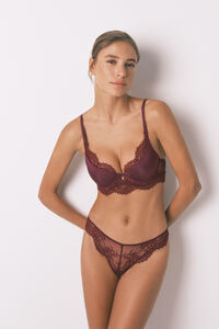 Women'secret Tul de tul con encaje color vino