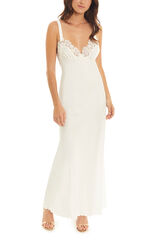 Ivette Bridal Camis&oacute;n largo de crepe serenity marfil