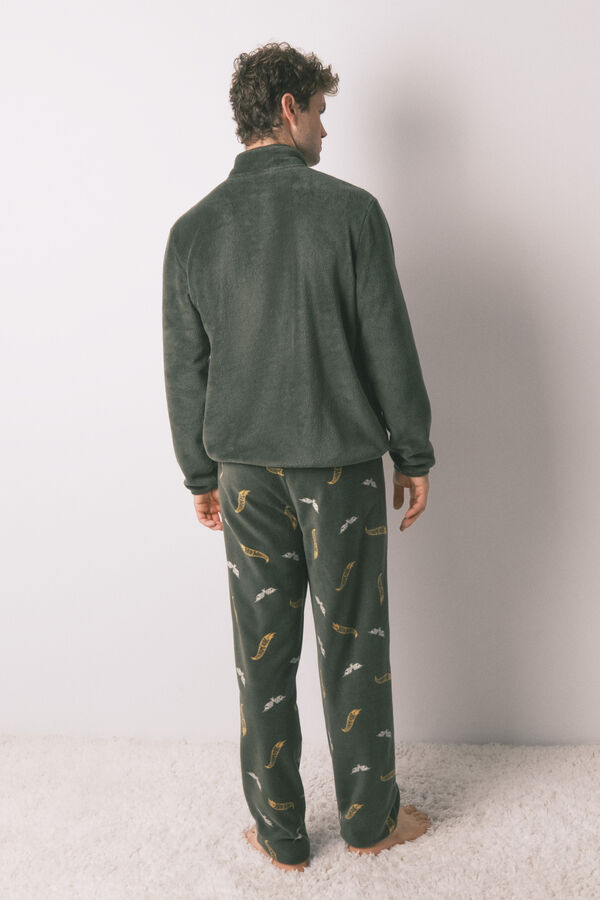 Women'secret Pijama larga de hombre de forro polar verde Forro polar de Hotwheels kaki