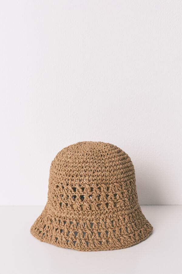 Womensecret Sombrero de pescador de crochet beige café