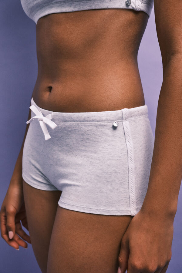HI&BYE Short mini de algod&oacute;n melange gris gris
