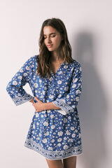 Women'secret Playera de dormir azul con flores estampado