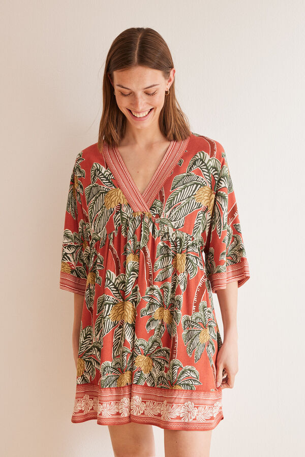 Womensecret Vestido viscosa estampado tropical estampado