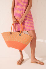 Womensecret Bolso de bolsa bolsa de playa de rafia naranja, bolsa naranja