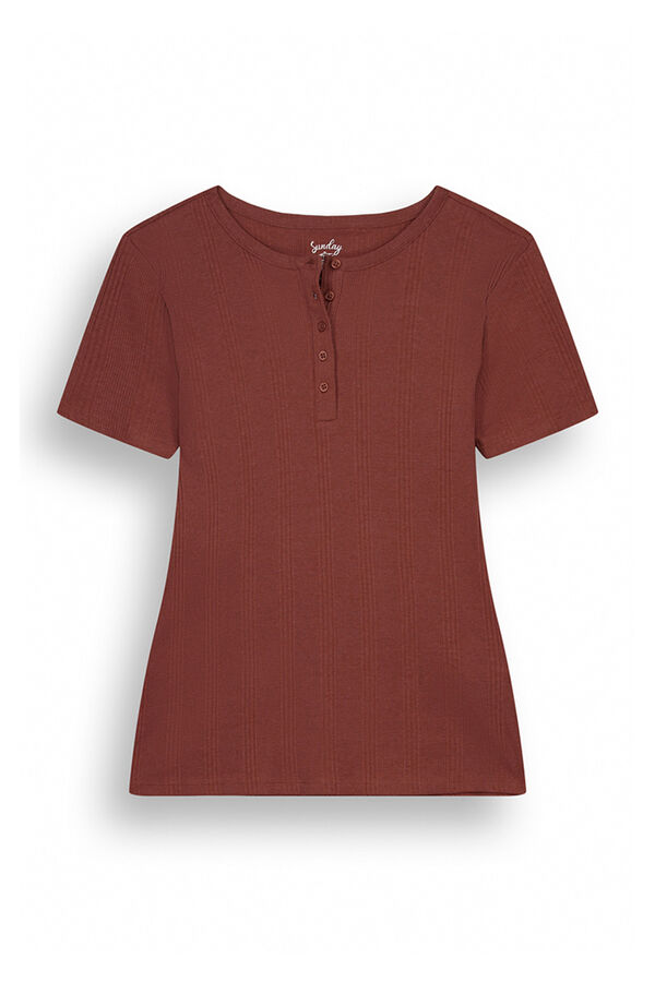 Womensecret Playera manga corta canalé café café