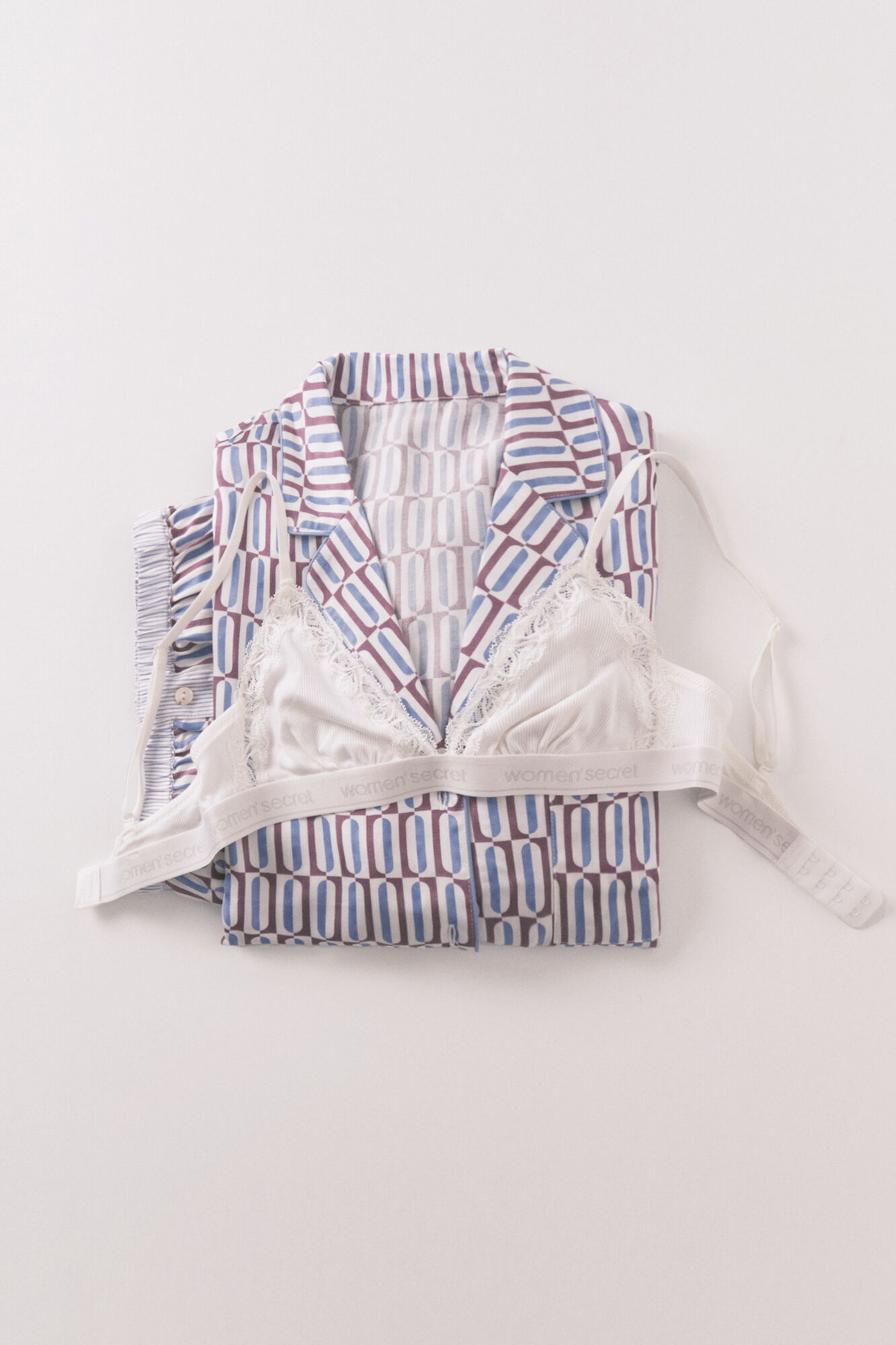 Women'secret Brasier triangular NATURAL de algod&oacute;n blanco