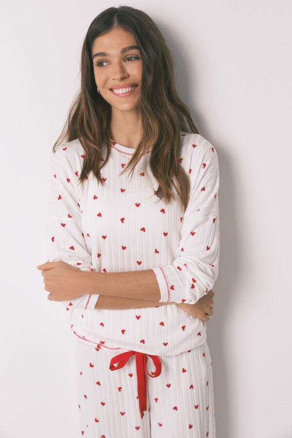 Women'secret Pijama larga estampado Mickey Cherry blanco