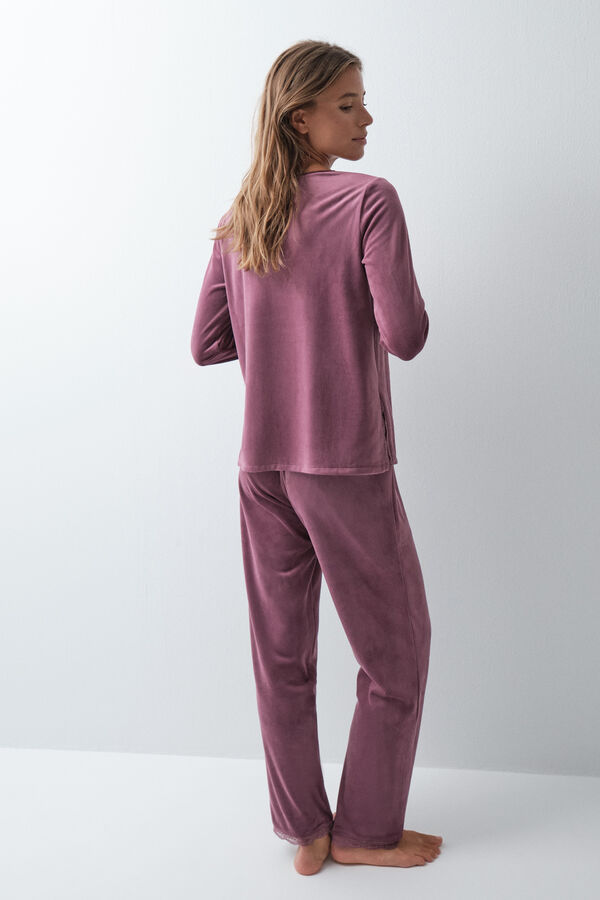 Women'secret Pijama larga granate p&uacute;rpura
