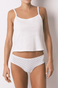 Women'secret Panty brasile&ntilde;o ancho estampado de flores blanco