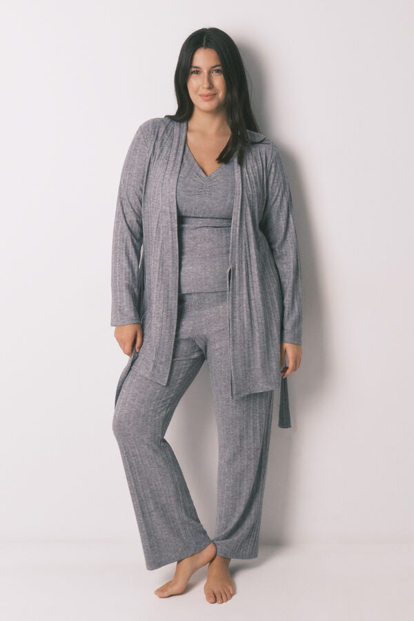 Women'secret Bata midi de tejido gris gris