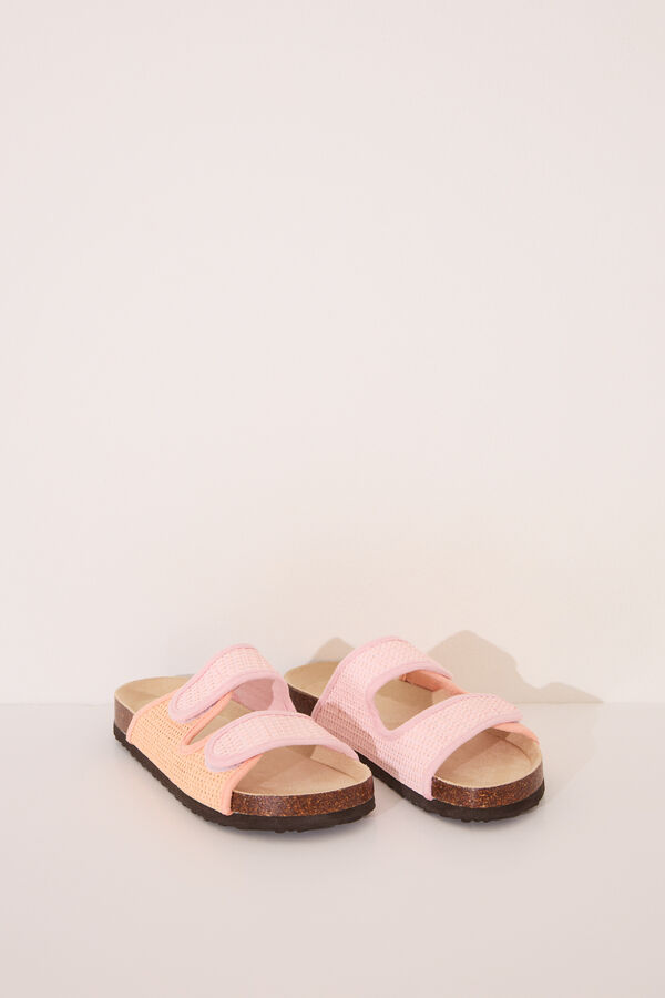Womensecret Chanclas bio efecto rafia color rosa salmón blanco