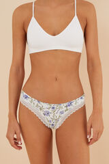 Women'secret Panty microfibra encaje flores beige marfil