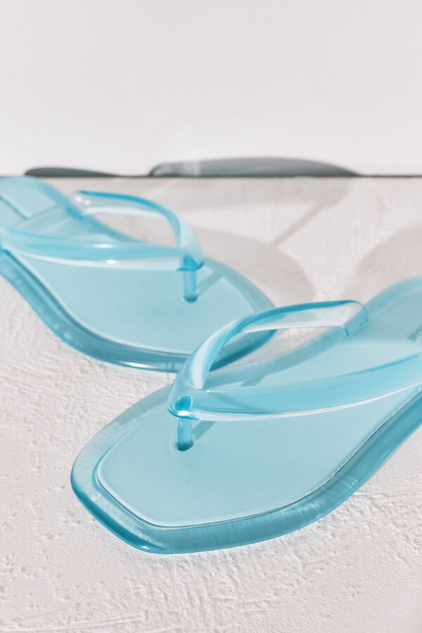Women'secret Chanclas de dedo efecto trasl&uacute;cido azul verde