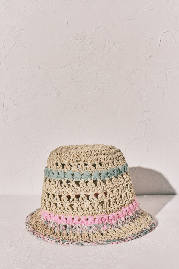 Women'secret Sombrero bucket de crochet beige caf&eacute;