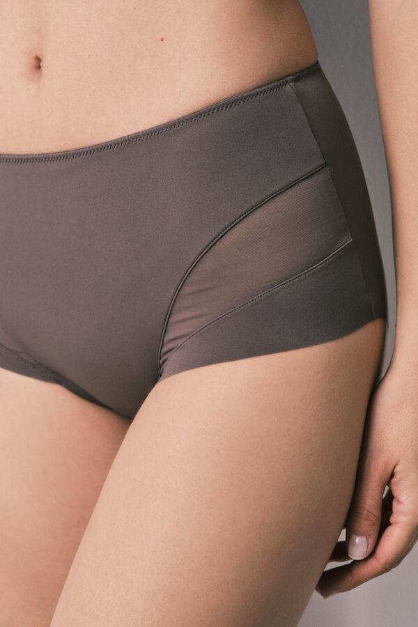 Women'secret Panty moldeadora de tiro alto de malla morada morado/lila