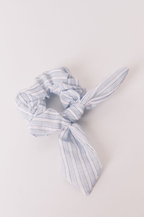 Women'secret Scrunchie de rayas con lazo azul estampado