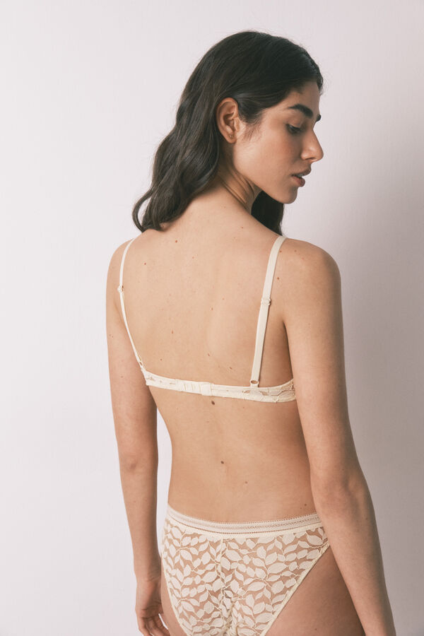 Women'secret Brasier triangular NATURAL de encaje beige caf&eacute;