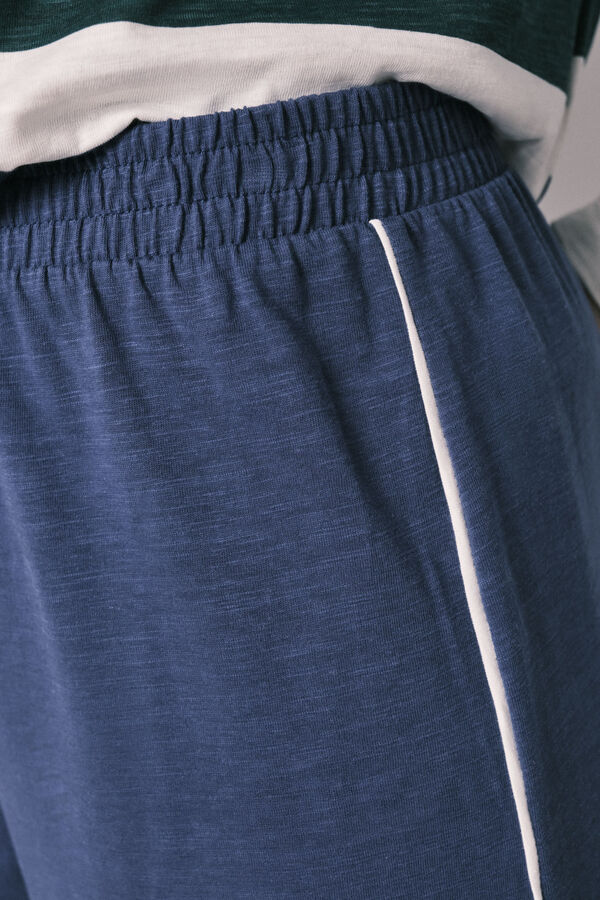 Women'secret Pijama larga Hello Kitty polo de algod&oacute;n a rayas estampado