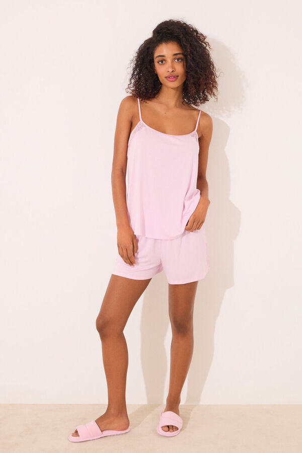 Womensecret Pijama corta de viscosa rosa rosa