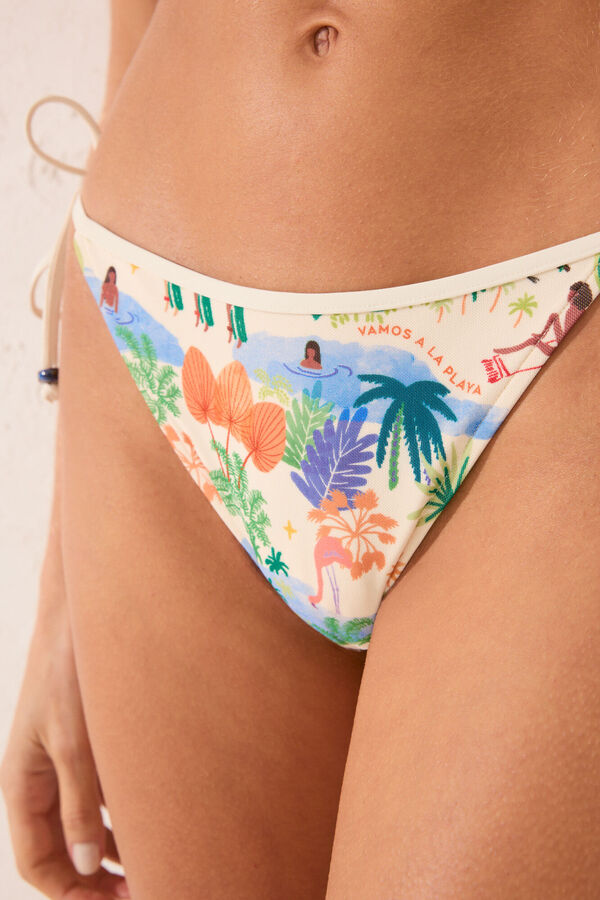 Womensecret Panty de bikini clásica con paisaje tropical  estampado