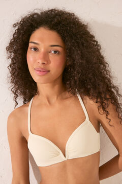 Womensecret Top de bikini texturizada de color blanco crema marfil