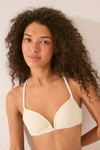 Womensecret Top de bikini texturizada de color blanco crema marfil