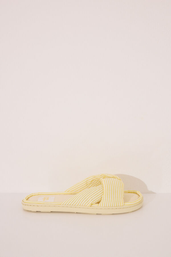 Womensecret Pantuflas para casa de seersucker amarillas amarillo