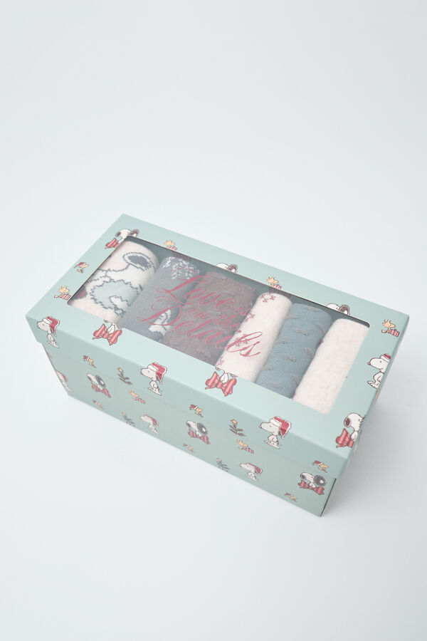 Women'secret Pack 6 calcetines largos Snoopy navide&ntilde;o estampado