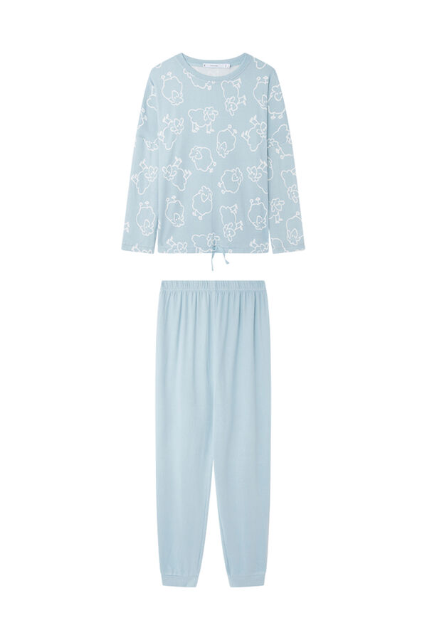 Womensecret Pijama larga ovejas tejido cálido azul azul