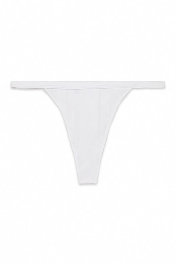 Women'secret Tanga de algodón blanco abierto con aguja blanco