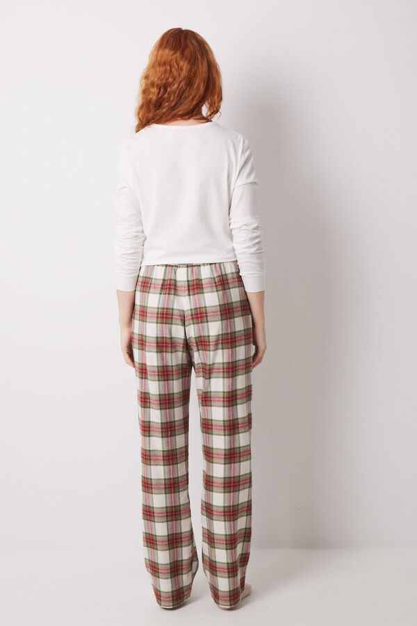 Womensecret Pantalón pijama cuadros algodón verde estampado