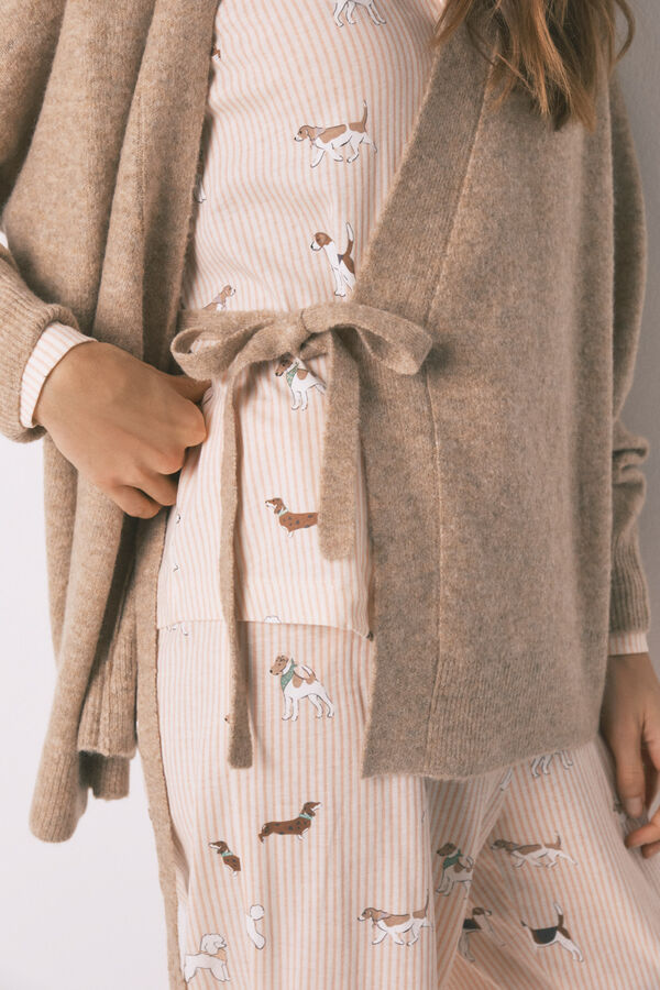 Women'secret C&aacute;rdigan corto liso de tejido tricot rosa caf&eacute;