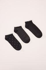 Womensecret Pack 3 calcetines cortos negro lurex negro