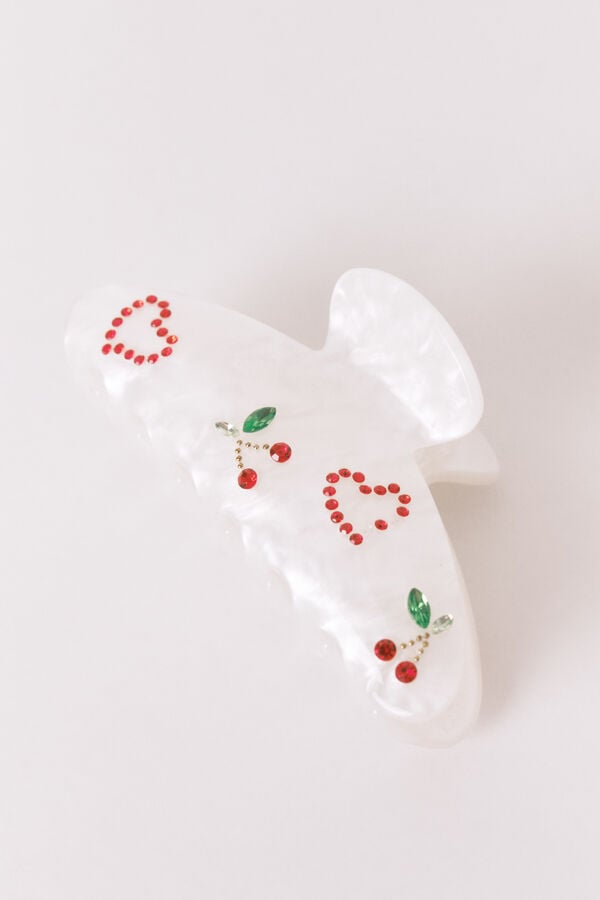 Women'secret Pinza marmoleada con brillos blanca blanco