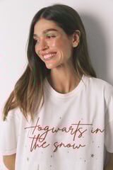 Women'secret Pijama larga 100% algodón estampado" Hogwarts" marfil