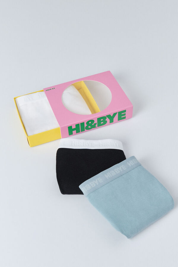 HI&BYE Pack de 3 tangas , negro, blanco y azul blanco