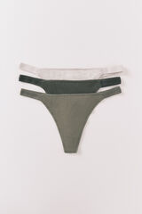 Women'secret Pack de 3 tangas de algodón con logo blanco blanco