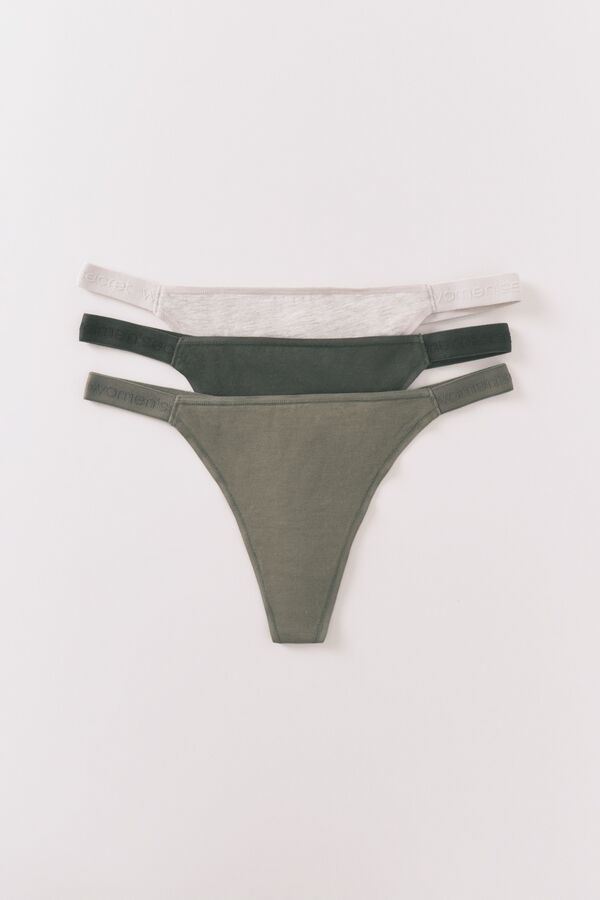 Women'secret Pack de 3 tangas de algodón con logo blanco blanco