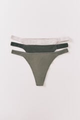 Women'secret Pack de 3 tangas de algodón con logo blanco blanco