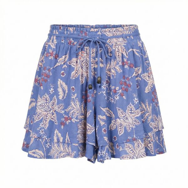 Women'secret Short con volantes estampado azul estampado