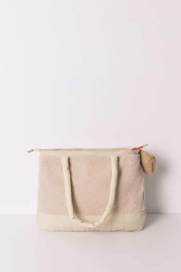 Women'secret Bolsa grande beige acolchado de Snoopy, bolsa gris