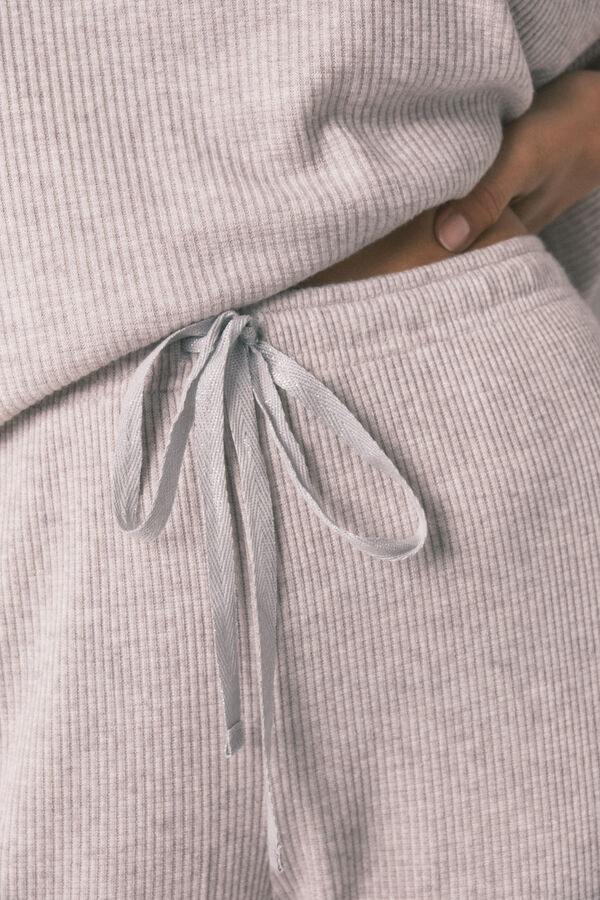 Women'secret Pijama larga canalé perchado gris gris