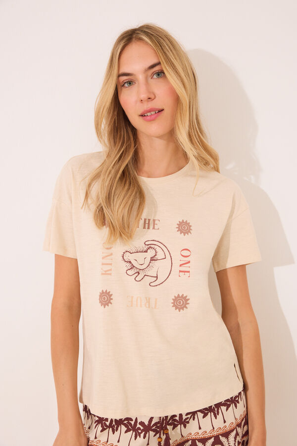 Womensecret Pijama corta 100% algodón con estampado del Rey León café