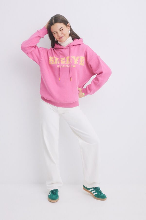 Womensecret Sudadera capucha felpa rosa logo rosa