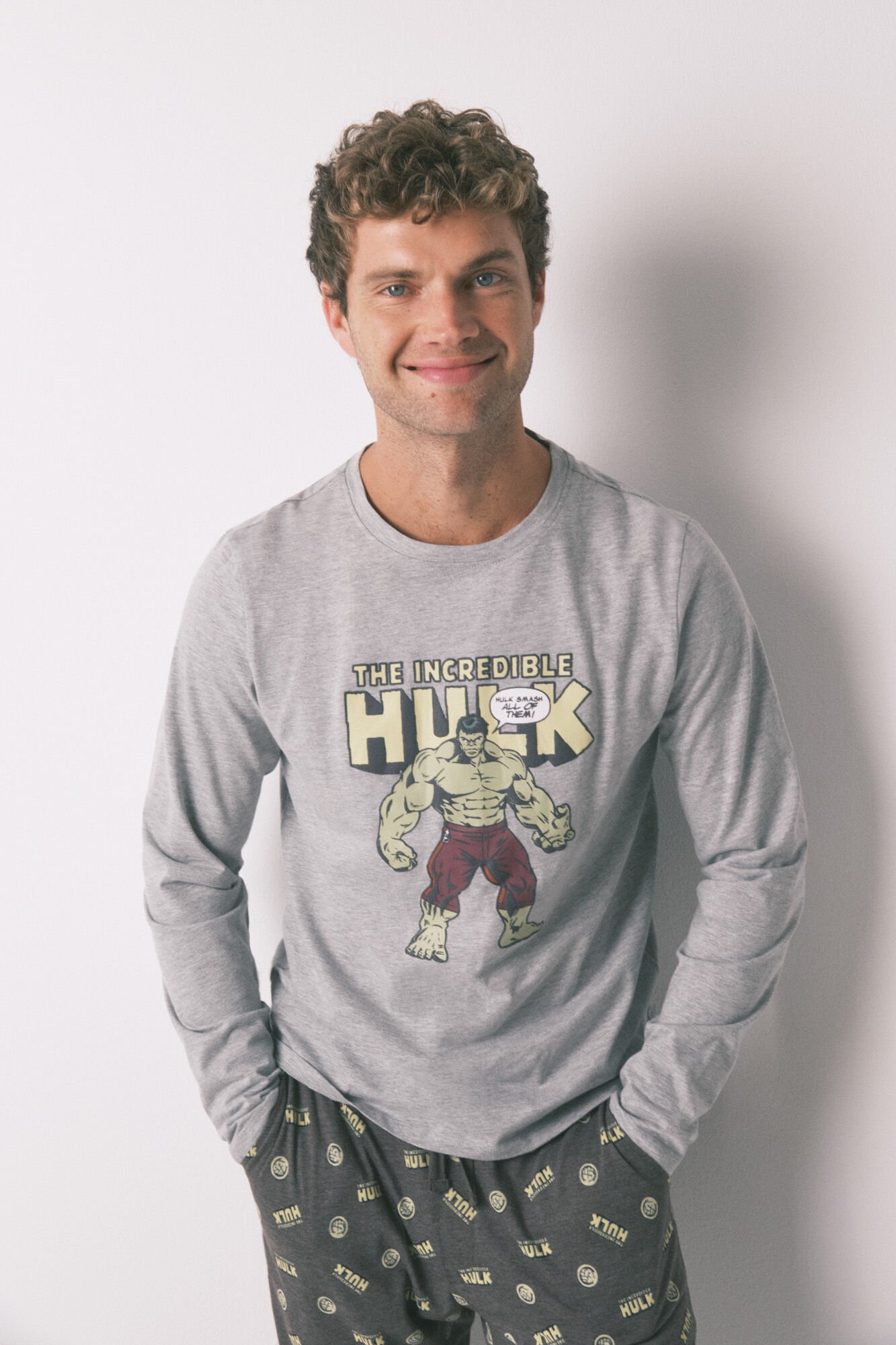 Women'secret Pijama larga "Hulk" para hombre 100 % algod&oacute;n