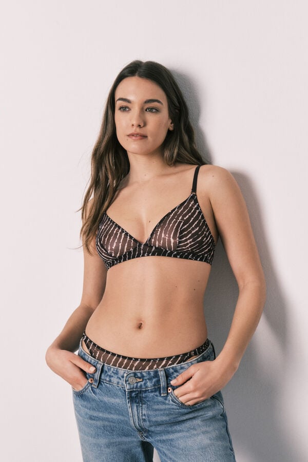 Women'secret Brasier triangular de tul estampado granate NATURAL estampado